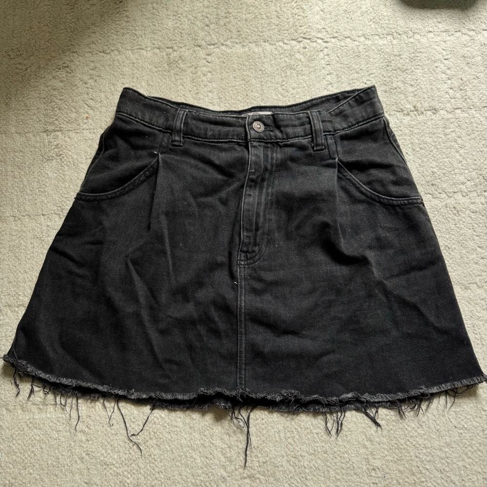 Free People Black Denim Skirt